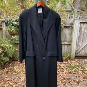 Linda Richards 100% black wool double breasted Duster